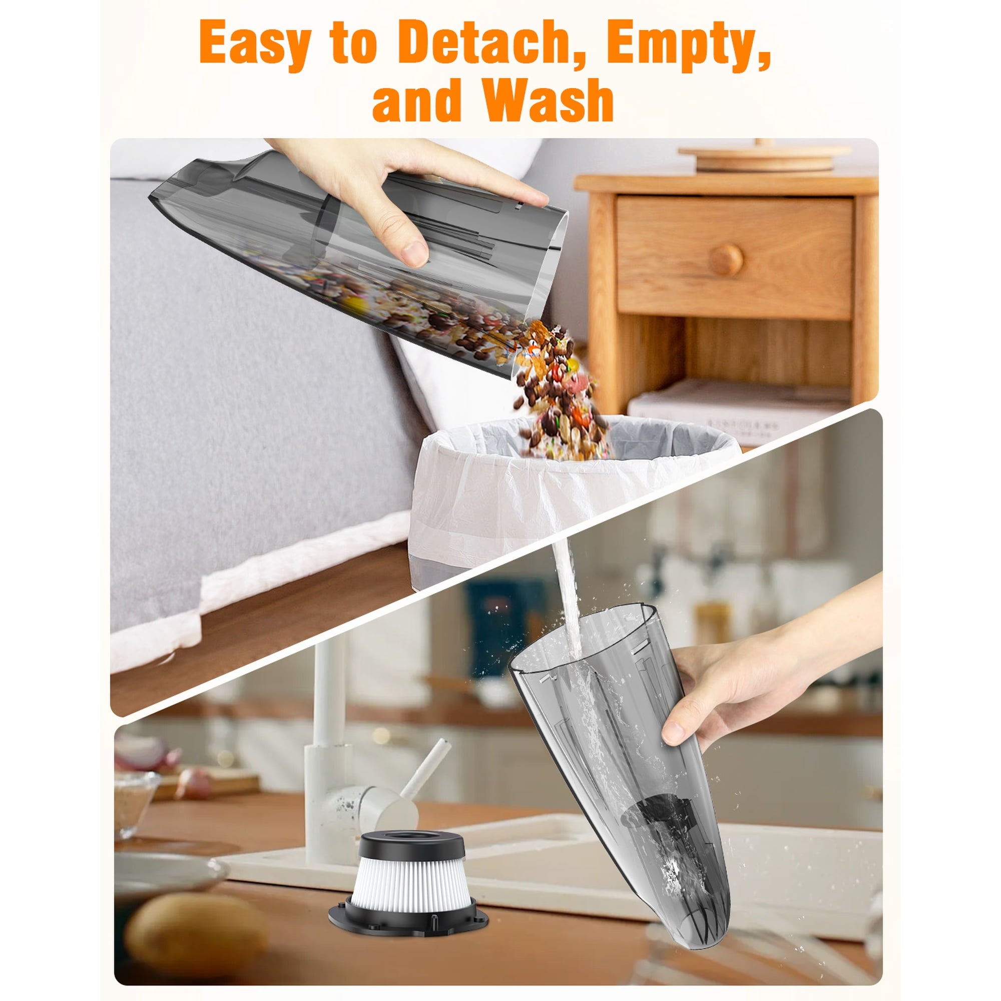 SEANEL Handheld Vacuum Cordless, 9.5KPA Hand Vacuum Cleaner, Portable Lightweight for Home Pet